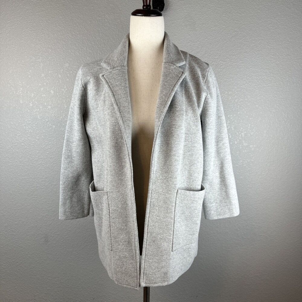 J. Crew Womens Sophie Open Front Sweater Blazer Size XS Gray Heather Cotton Wool